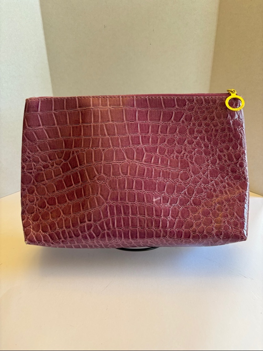Estée Lauder Croc Embossed Burgundy Cosmetic Pouch NWOT